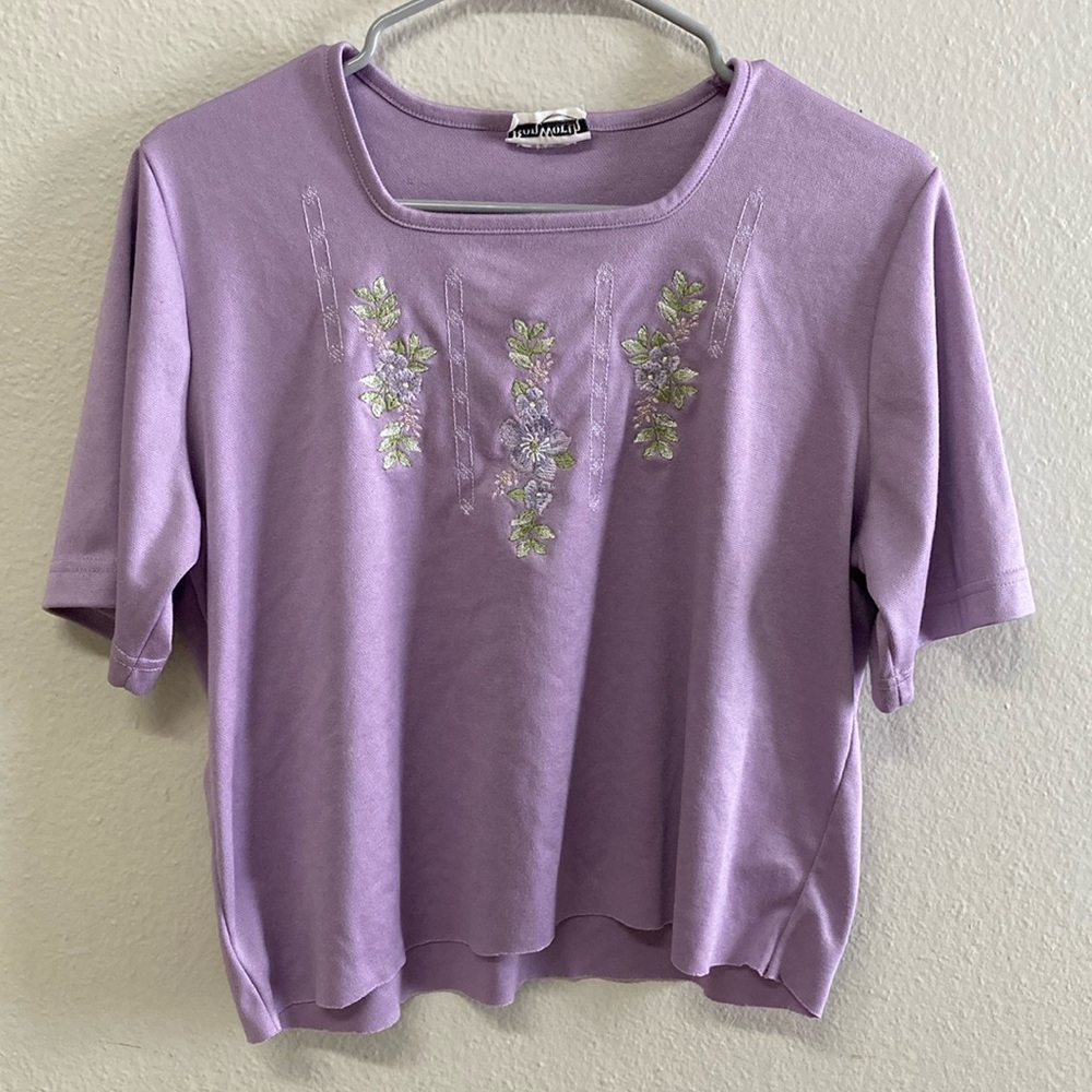 Alfred Dunner Purple Embellished Crop T-Shirt